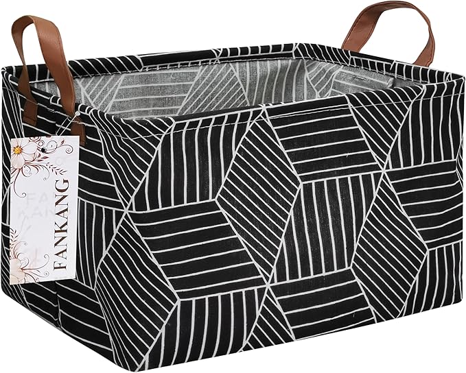 FANKANG Storage Basket,Nursery Hamper Canvas Laundry Basket Foldable with Waterproof PE Coating Storage, Office, Bedroom, Clo