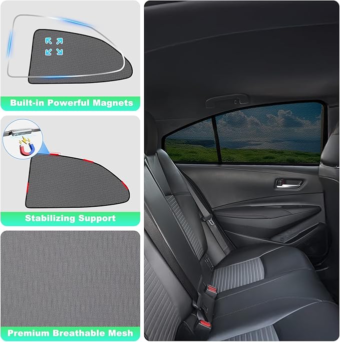 Car Window Shades for 2019-2024 Corolla Sedan (Not Fit Touring/Hatchback/Cross) - Rear Side Sun Shade for Baby, Breathable Mesh Car Privacy Covers, UV Protection & Heat Insulation (2PCS)