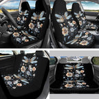 Dragonfly Car Seat Cover Full Set with Auto Steering Wheel Cover Seat Belt Strap Pads Cup Coasters Armrest Pad Floral Keychains Chapstick Holder Universal Fit, 13 PCS