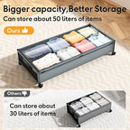 Under Bed Storage Containers with Wheels 2 Pack Underbed Shoe Storage Bedroom Storage Bins Organizer Large Capacity Under Bed