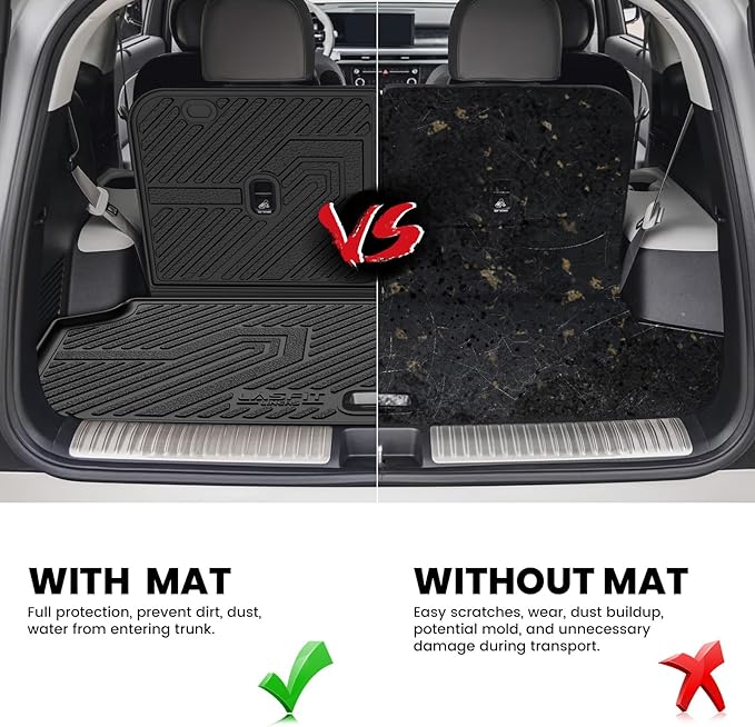 LASFIT Backrest & Cargo Mats for Hyundai Ioniq 9 2026, All Weather TPE Custom Fit Hyundai Ioniq 9 2026 Full Set Car Accessories Backrest Mats & Trunk Liners,Black