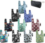 BeeGreen Animal Reusable Grocery Bags Bulk Gifts 12-Pack - Large Tote with Zipper Pouch | Foldable & Washable Polyester Shopping Bags Heavy Duty Animal Lover Gifts Reusable Bag With Handles