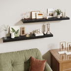 40 Inch Floating Shelves | 6.5 Inch Deep Black Floating Shelves Set of 2 | 40" W x 6.5" D Rustic Black Wood Wall Shelves with