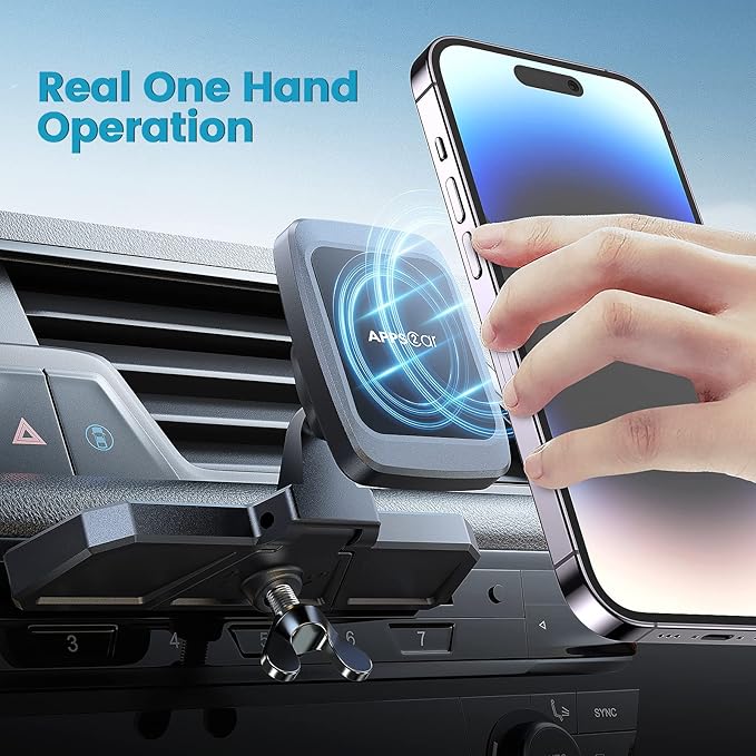 APPS2Car Magnetic CD Phone Holder for Car, Anti Shake Magnet CD Slot Phone Mount, Car Truck Accessories, Compatible with iPhone, Samsung & All Cellphones, for Smartphone Mobile(Metal Plate Required)