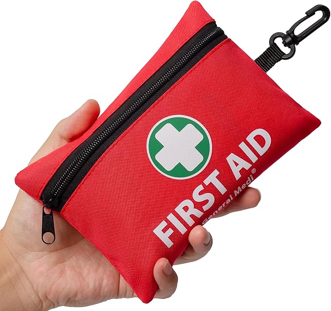 General Medi Mini First Aid Kit, 110 Piece Small First Aid Kit - Includes Emergency Foil Blanket, Scissors for Travel, Home, 
