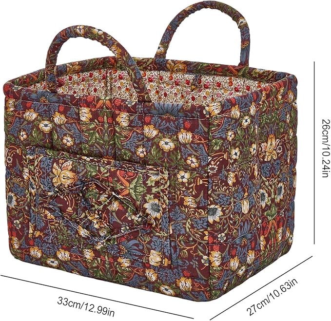 Boho Fabric Storage Basket, Large Capacity Laundry Basket, 12.2'' x 10.23'' x 10.23'' Collapsible Laundry Hamper with Easy Ca