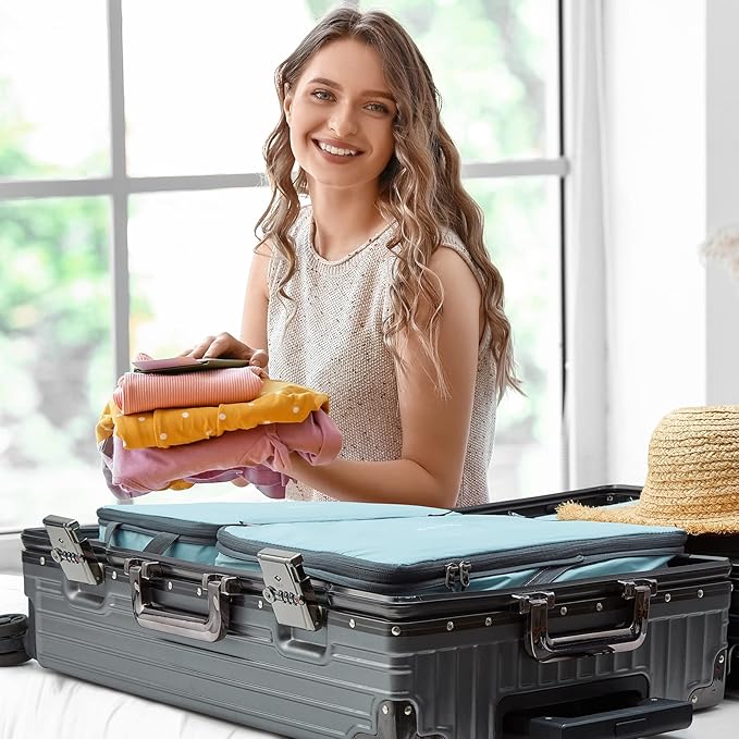 G4Free 6 Set Compression Packing Cubes, 3 sizes Travel Packing Organizers for Suitcases, Expandable Luggage Suitcase Storage 