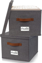 ZICOTO Decorative File Organizer Box Set of 2 - Collapsible Linen Filing Cabinets w/Handles Are Perfect to Store all Your Doc