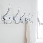 Dseap Coat Rack Wall Mounted - 5 Tri Hooks, Heavy Duty, Stainless Steel, Metal Coat Hook Rail for Coat Hat Towel Purse Robes 