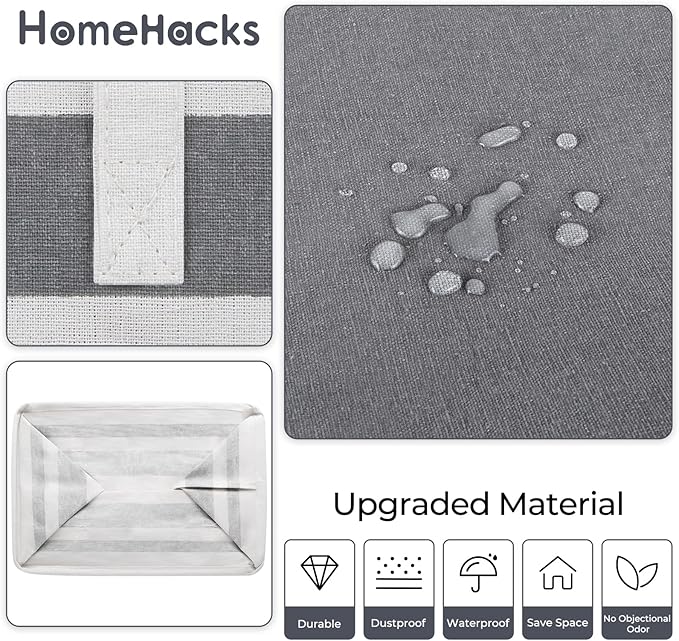 HomeHacks 2 Pack Large Laundry Baskets, Waterproof, Freestanding Laundry Hampers, Collapsible Clothes Hamper with Reinforced 