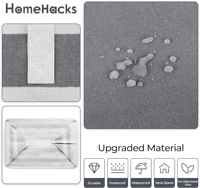 HomeHacks 4-Pack Large Laundry Basket, Waterproof, Freestanding Laundry Hamper, Collapsible Tall Clothes Hamper with Extended