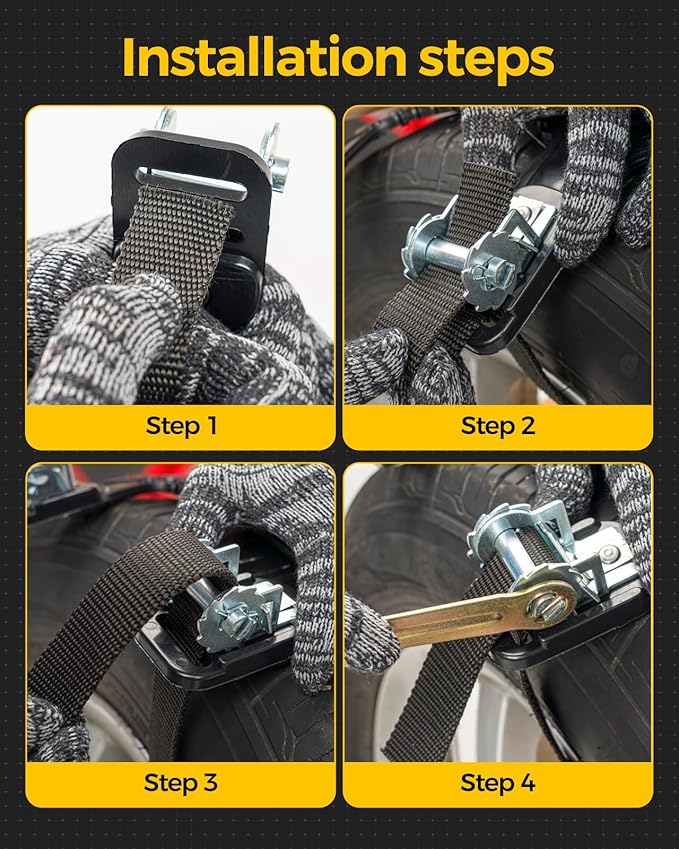 KYX Tire Chains for Car/SUV/Pickup Truks, Adjustable Universal Emergency Snow Chains for Tire, 8.7-11.1 inch, Small, 6 Pcs