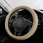 PIC AUTO Steering Wheel Cover, Glitter Gel Particles & Beige Luxury Leather Car Steering Cover, Universal Fit 14.5"-15.5" Ant