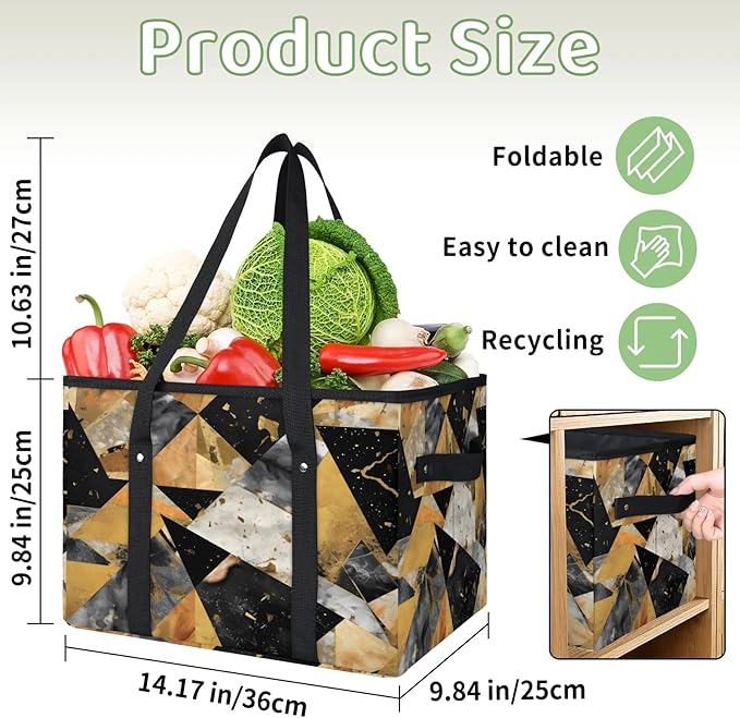 Reusable Grocery Bag Foldable Shopping Tote Bag with Handles Reusable Shopping Bags Large Kitchen Grocery Bags