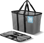 CleverMade EcoBasket 30L Collapsible Tote Basket – Reusable Grocery Tote That Stands Upright, Foldable Shopping Basket for Ca