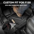 YITAMOTOR Floor Mats for 2015-2026 Ford F-150 Super Crew Cab Bench Seat, Custom Fit All Weather Anti-slip TPE Rubber Mat, Super Duty Ford F150 Accessories, F 150 Floor Liners Set, 1st & 2nd Row, Black