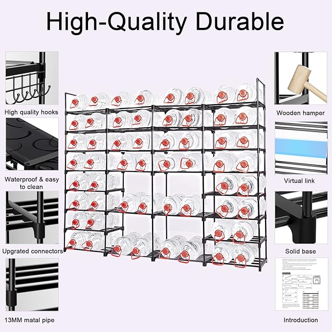 Mavivegue Extra Large Shoe Rack, 8 Tier 4 Rows 72-76 Pairs Big Tall Metal Shoe Shelf,Big Boot Rack Storage Organizer for Gara