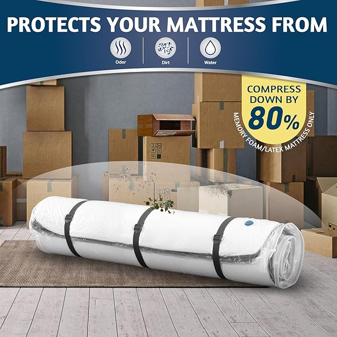 Vacuum Mattress Bag for Memory Foam and Latex - Sealed for Easy Movement, Transport and Storage (Twin/Twin-XL)