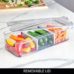 iDesign Recycled Plastic Crisp Large Divided Fruit and Vegetable Storage with Easy to Grip Integrated Handles Designed to Kee