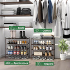 kiplant Shoe Rack for Entryway, Bamboo Wood Shoe Rack 4-Tier, Stackable Shoe Organizer for Closet, Free Standing Shoe Racks f