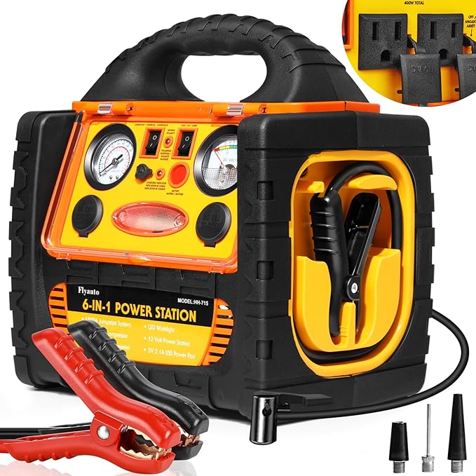 1800A Car Jump Starter with Air Compressor 150PSI,12V Portable Heavy Duty Battery Jump Box (8.0L Gas/6L Diesel), Battery