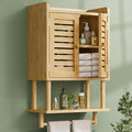 AmazerBath Bathroom Wall Cabinet, Bamboo Over The Toilet Storage Cabinet, Hanging Medicine Cabinets with Towel Bar, Wall Moun