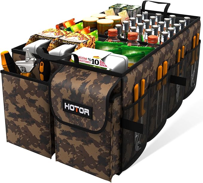 HOTOR Trunk Organizer - Car Organizer, Foldable Trunk organizer for SUVs & Sedans, Sturdy Car Organization for Car Accessories