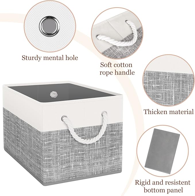 StorageTastic Storage Bin,Collapsible Storage Basket For Organizing,Large Storage Boxes With Rope Handles,Storage Containers,