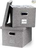 Hedume Set of 2 File Organizer Box, Collapsible Linen Filing Cabinets, Decorative Linen Filing Storage Hanging File Folders w
