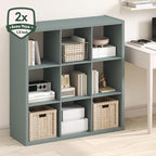 Furinno Cubicle Book Shelf, 9-Cube Bookshelf, Extra Thick Frame Reversible Bookcase with Open Back, 14.6" x 44" x 44", for Li