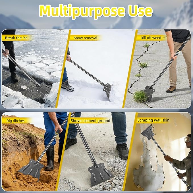 Garden Flat Shovel Scraper,59" Steel Handle Multifunctional Cleaning Shovel,Ice Chopper for Driveway,Weeding,Edging,Trenching,and Mud Scraping,As Well as Summer Lawn Maintenance