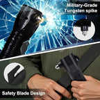 Emergency Car Flashlight - 2000 Lumen Dual Light 4-Level Battery Indicator Window Breaker & Seatbelt Cutter USB Rechargeable 