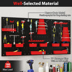 Goplus Pegboard Wall Organizer, 9-Bin Parts Rack Organizer w/Hammer Racks, Tool Holders & Hooks, Heavy-Duty Utility Tool Stor