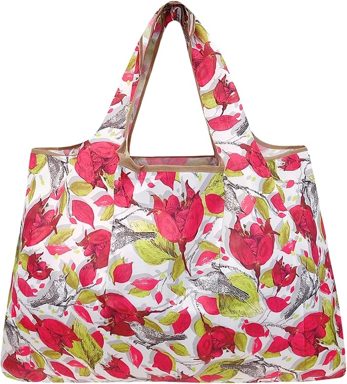allydrew Large Foldable Tote Nylon Reusable Grocery Bags, 6 Pack