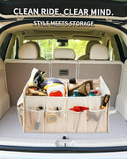 Sturdy Car Trunk Organizer - Large Capacity Trunk Organizer for SUVs & Sedans, Hard-Shell One-Piece Design with Cute Print,