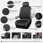 CAR PASS Bling Diamond Black Leather Car Seat Covers Full Sets Interior Sets, Waterproof Shining Glitter Sparkly Crystal Univ
