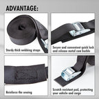 Cartman 1" x 15'Lashing Straps with Adjustable Cam Buckle Cargo Tie Down with Protective Pad, 4 Pack, Black