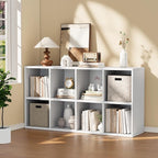 YESHOMY 8 Cube Storage Organizer, Open Frame 2-Tier Bookshelf, Organizer with Adjustable Shelves, Display Storage Bookcase fo