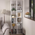 White Cube Shelf, 6 Cube Storage Organizer, 6-Tier Cube Storage Shelf, Freestanding Low Bookcase for Living Room Decor, Bedro
