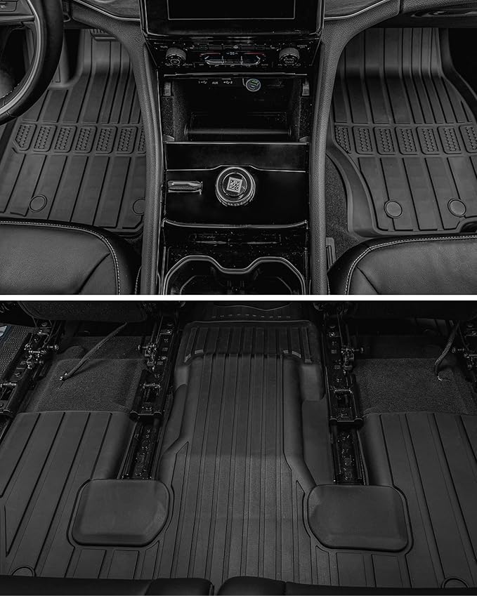3W Floor Mats & Cargo Liner Fit for Jeep Grand Wagoneer 2022 2023 2024 2025 2026 8 seat (Only Fit Wagoneer 8s), TPE Custom Fit Wagoneer Floor Liner for 1-3 Rows and Trunk Mats Full Set Car Accessories
