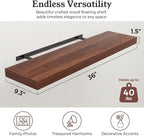 Floating Shelves for Wall, 9.3" Deep Wall Mounted Wood Shelves for Bathroom, Bedroom, Living Room, Kitchen, Hanging Shelf for
