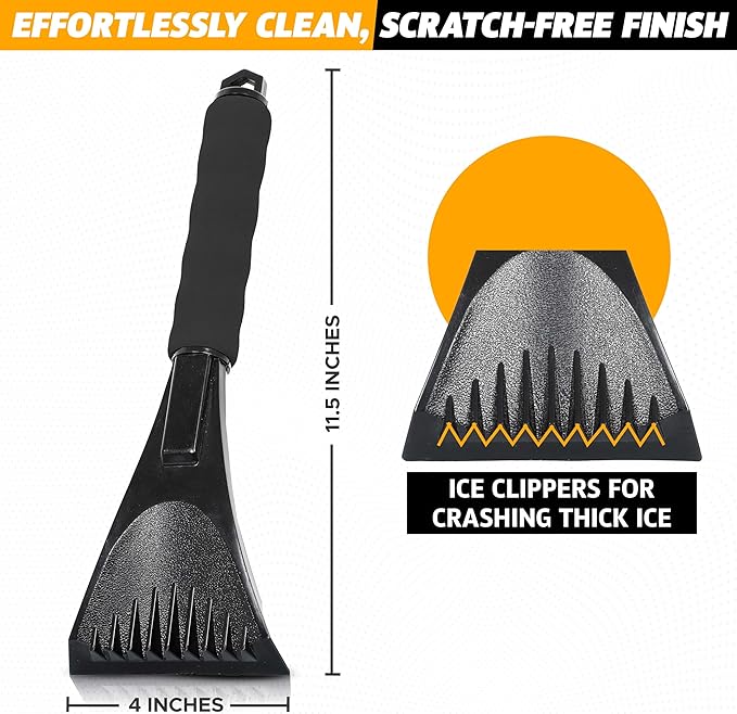 EcoNour Ice Scraper for Car Windshield | Snow Scraper for Car to Remove Snow, Frost, and Ice | 1 Pack Ice Sweeper for Car Windshield with Foam Handle for Perfect Grip | Frost Removal Accessories