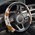 Cow Print Car Steering Wheel Covers, Breathable Microfiber Leather for Women and Men, Universal 15 inch Anti-Slip Steering Wh