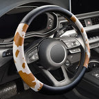 Cow Print Car Steering Wheel Covers, Breathable Microfiber Leather for Women and Men, Universal 15 inch Anti-Slip Steering Wh
