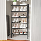 ROMGUAR CRAFT 6-Tier Bamboo Small Shoe Rack, Free Standing Wood Shoe Shelf Storage Organizer for Closet Entryway Stackable (B
