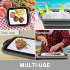 Tiawudi Large Collapsible BBQ Prep Tub with Lid(4.22 Gal/16L), Foldable Camping Sink with Colander, Cutting Board, Dish Basin