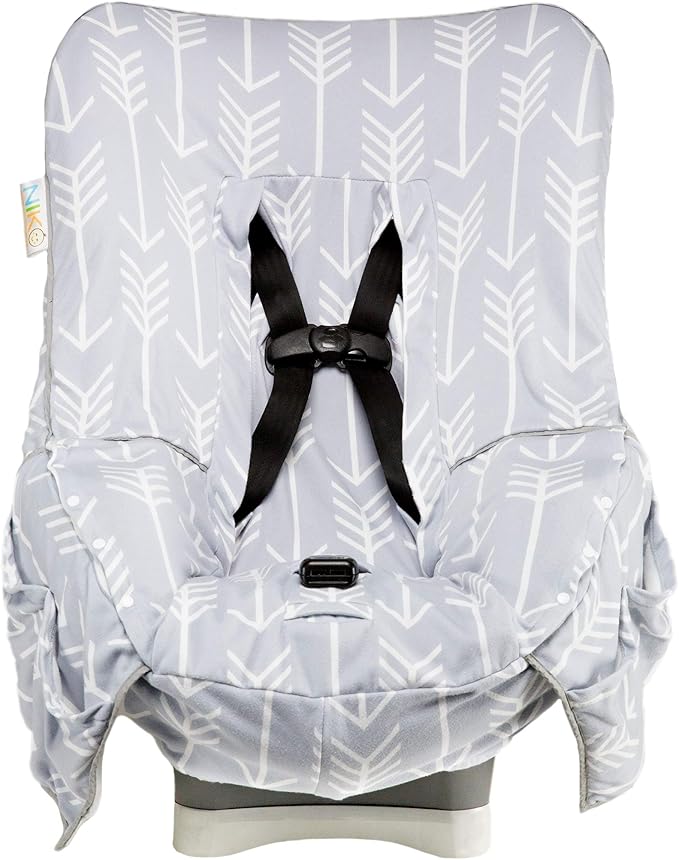 Niko Easy-Wash Children's Car Seat Cover & Liner - Cotton Jersey Gray & White Arrow Pattern - Universal FIT - Crash Tested - 