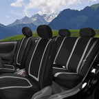 FH Group Unique Flat Cloth Full Set Car Seat Covers w. Silicone Steering Wheel Cover- Universal Fit for Most Cars, Trucks, SUVs or Vans (Gray/Black)
