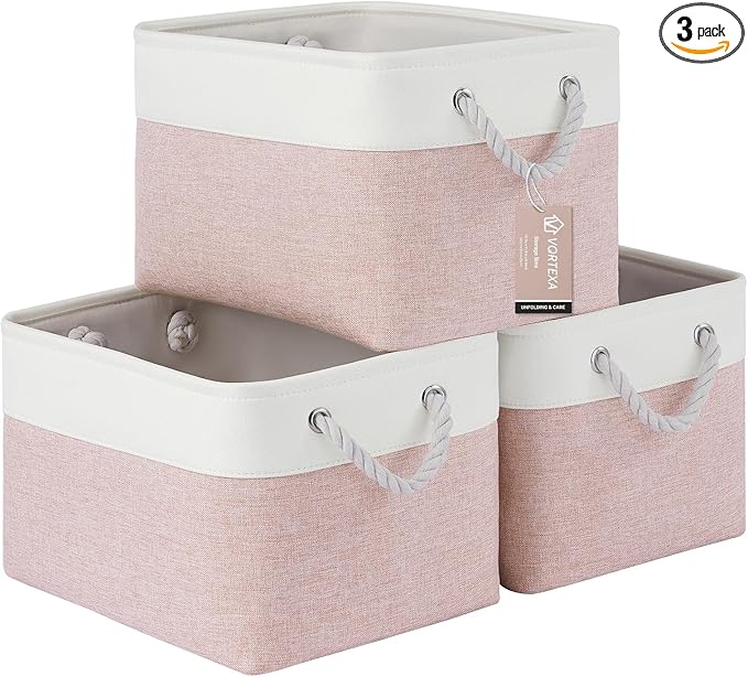 Large Storage Baskets- 15x11x10 inch Storage Bins for Shelves and Closet Organizing, Foldable Fabric Bin for Home Organizatio