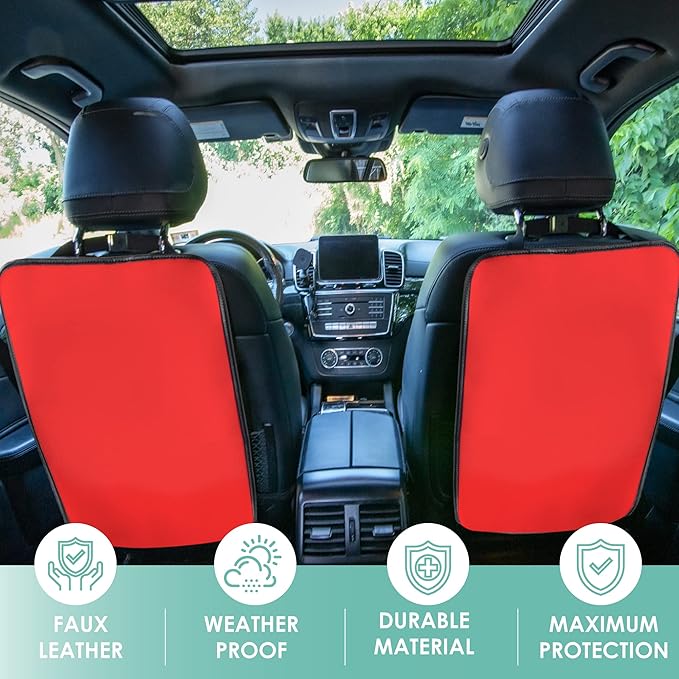 FH Group Faux Leather Back Seat Kick Protectors, Heavy Duty Car Kick Mats for Kids –2-Pack Back Seat Protector for Driver and